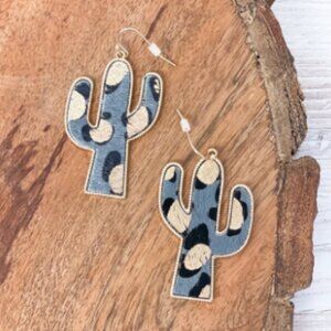 Prep Obsessed - Textured Gold Metallic Cactus Rodeo Dangle Earrings